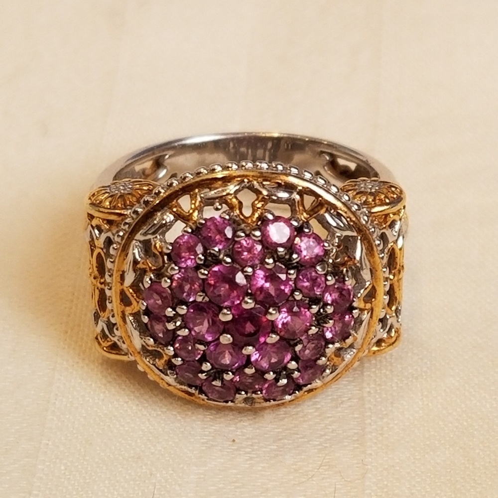 Purple Garnet in Palladium Sterling Silver Ring